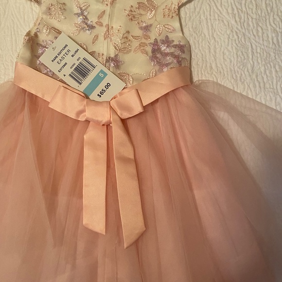 Rare Editions Blush Formal Dress- Beaded Cream Light Pink 5T - Picture 4 of 5